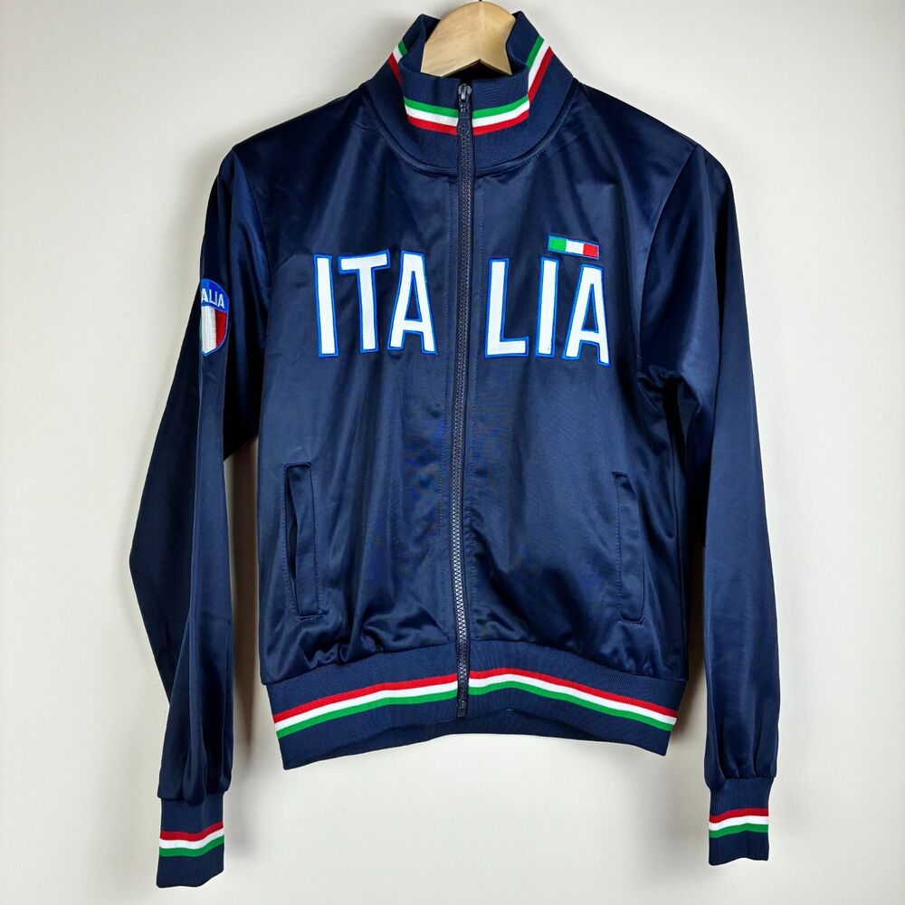 Youth Italia Soccer Track Jacket - Blue Full-Zip Italy Track Suit Top Size 11/12